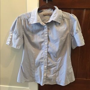 Apt 9 blouse pinstripe blue and white